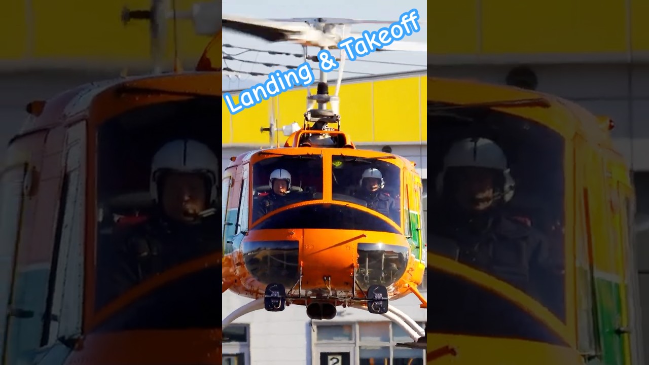 Fuji-Bell 204B-2 Huey Helicopter Landing & Takeoff