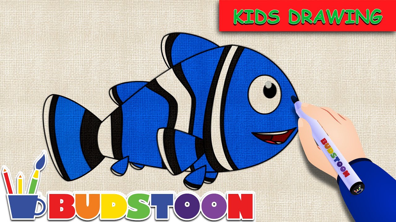 Little Fish Drawing and Colouring for Kids - Budstoon