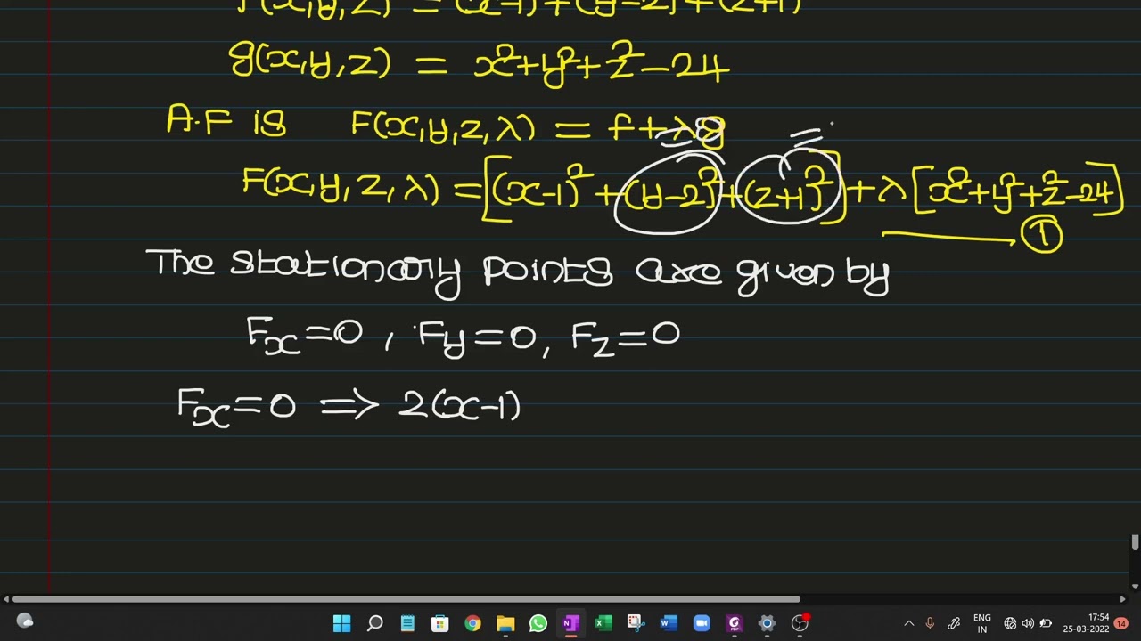 SHORTEST AND LONGEST DISTANCE PROBLEMS/ FUNCTION OF SEVERAL VARIABLES/MA8151/MA3151