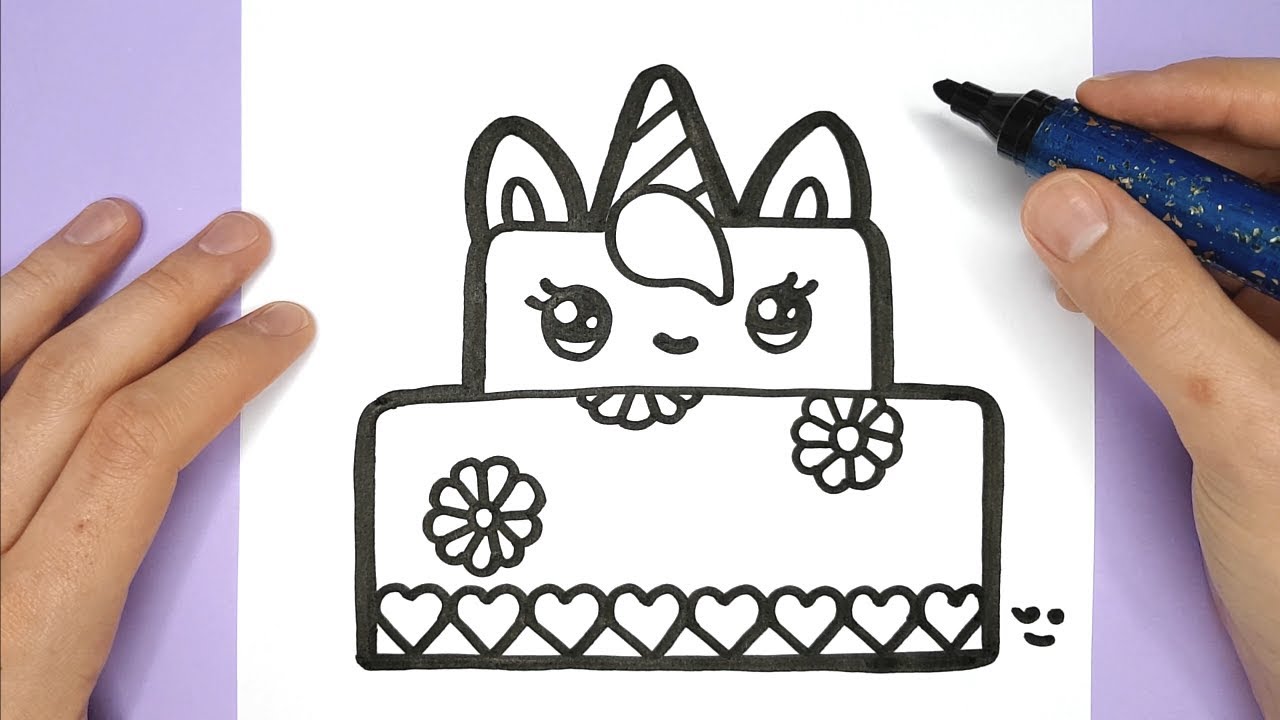 How to Draw a Cute Unicorn Cake - Happy Drawings Unicorn - By Rizzo