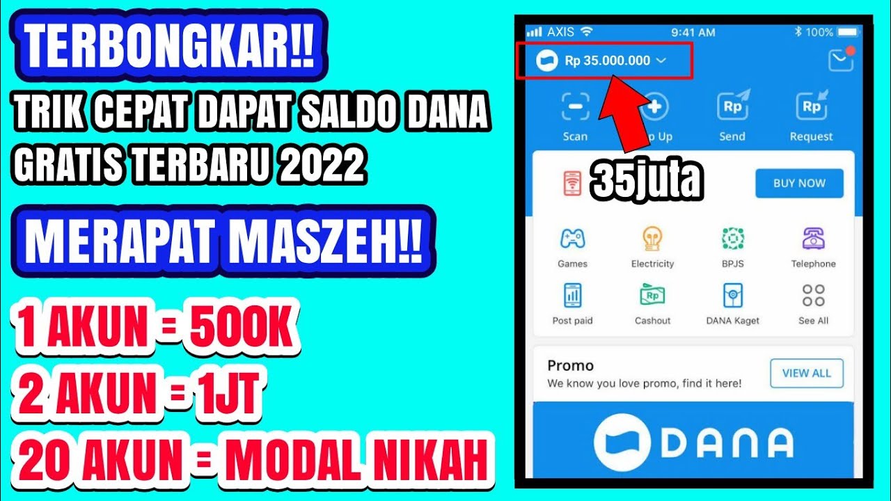 CARA MENDAPATKAN SALDO DANA GRATIS 2022 - 1 AKUN 500K 2 AKUN 1JT TANPA UNDANG TEMAN !!