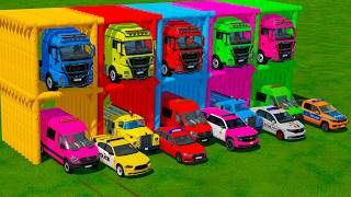 TRANSPORTING ALL POLICE CARS and AMBULANCE EMERGENCY VEHICLES WITH MAN POLICE TRUCKS ! FS22 screenshot 3