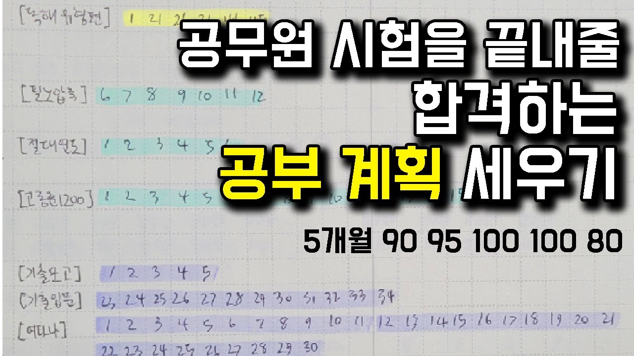 9급 단기합격을 위한 공시를 끝내줄 '합격하는' 공부계획 세우는방법 - Youtube