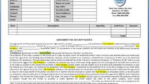 Quote Invoice Contract Credit Card Authorization Form