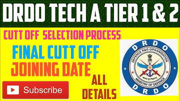 DRDO TECH A FINAL SELECTION PROCESS DRDO TECH A FINAL RESULT DRDO TECH A FINAL CUTT OFF DRDO CEPTAM9