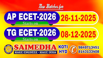 New Batches for AP ECET - 2026 || SAIMEDHA KOTI || 9849713451,8143133408