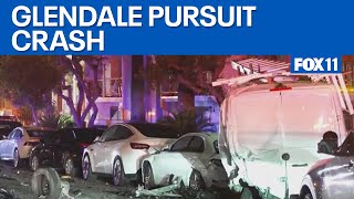 Pursuit of stolen vehicle ends in crash  | FOX 11 LA