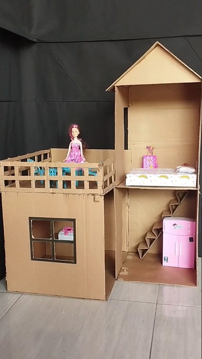 tutorial membuat rumah barbie dari kardus #rumahbarbie #kreasi #kerajinan #diy #shorts