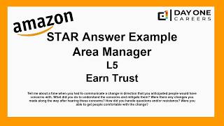 Amazon Interview STAR, L5, Area Manager - Earn Trust