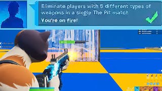 Eliminate players with 5 different types of weapons in a single The Pit match - Fortnite