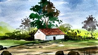 watercolor painting simple paintings nature landscape scenery beginners watercolors getdrawings paintingvalley