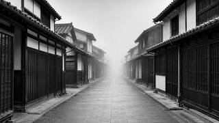 Black and White Machiya Backstreet in Mist – 4K Lively Wallpaper (1 Hour)