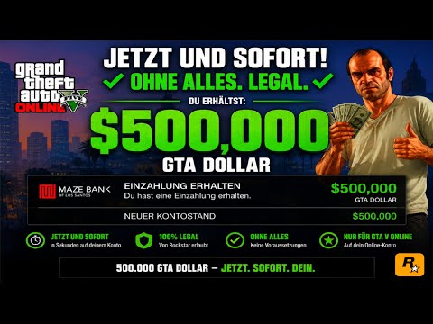 JETZT SOFORT SOLO OHNE ALLES LEGAL +$500.000 DOLLAR DIREKT AUFS KONTO IN GTA 5 ONLINE