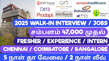 🔥 2025 Jobs Explosion! Chennai, Coimbatore & Bangalore Hiring Big | Tamil Job Update | Freshers jobs
