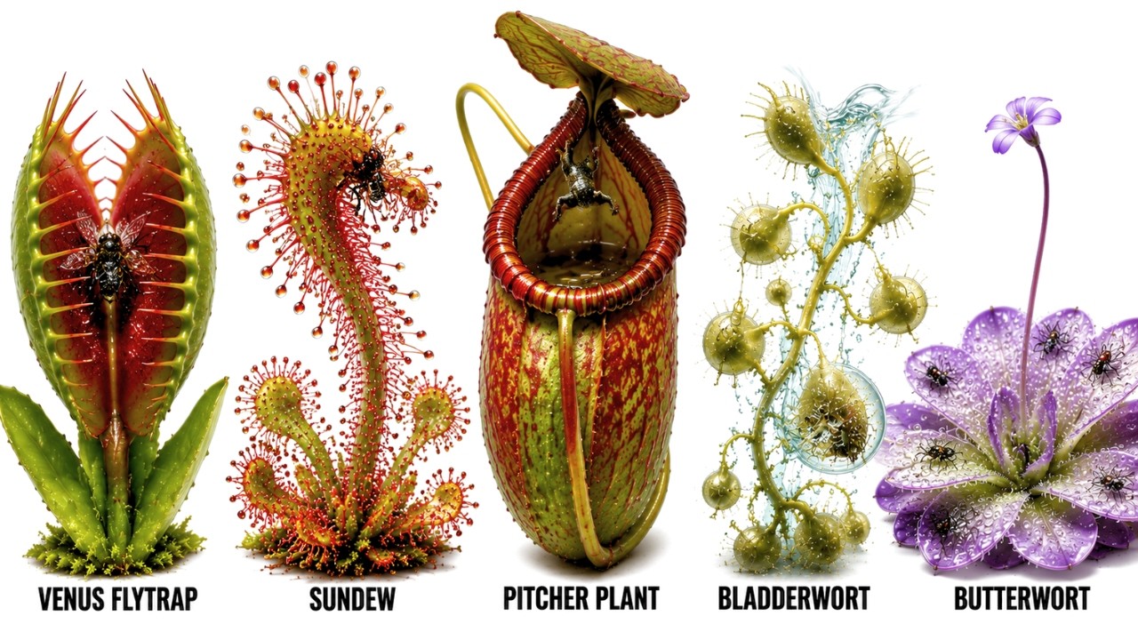 All Carnivorous Plants and Their DEADLY Traps That Digest Prey Alive ...