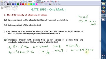 GATE 1995 ECE Drift velocity and electric field relation in silicon