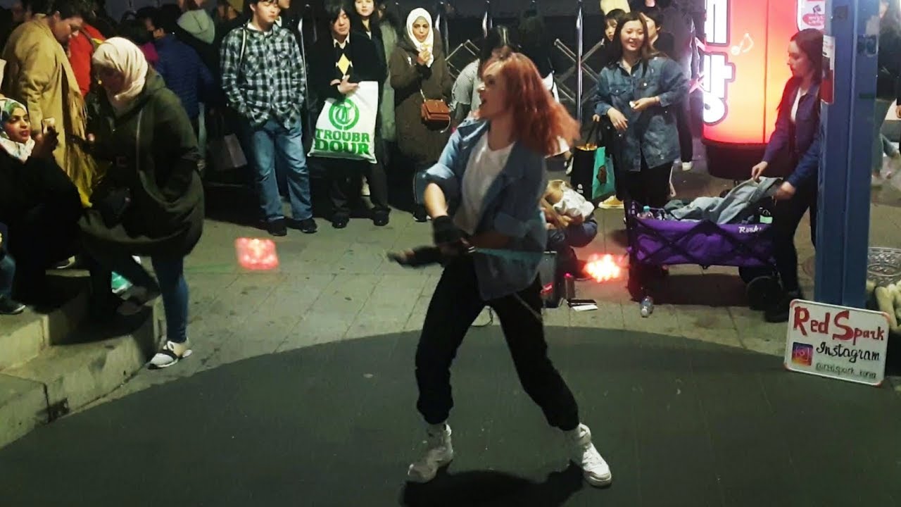 《RedSpark_LightShow》20190405#RedSpark(레드스파크) 홍대버스킹 20190405_193118 #SnowHorse