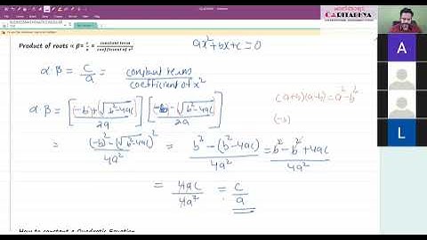 CMA FOUNDATION :FUNDAMENTALS OF BUSINESS MATHEMATICS : ALGEBRA : QUADRATIC EQUATIONS