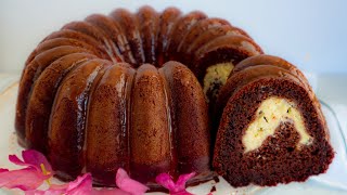 Extra Moist and Quick Chocolate Cream Cheese Bundt Cake Recipe.