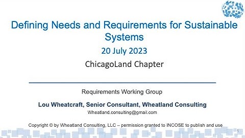 Sustainability Needs and Requirements