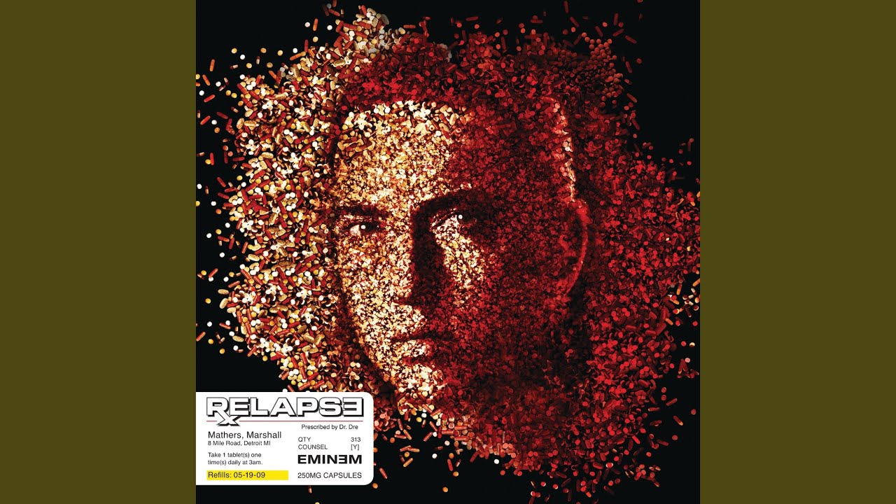 It's Thursday midnight, and Eminem Tweets this album cover with a caption  saying: “You asked for it, so here it is! RELAPSE 2! Enjoy!! 💊🔪😈 #Rx2”  What you doing? 😏, image size:1280x720