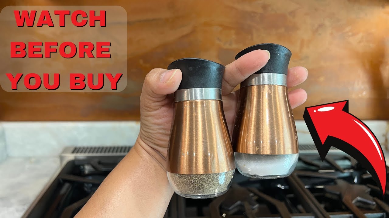 Juvale Stainless Steel Copper Salt and Pepper Shakers Set with Glass Bottom, Screw-Off Caps
