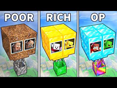 Mikey and JJ from POOR to OP Air Balloon Battle in Minecraft - Maizen