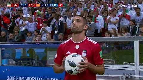 Iran defender fails with flip throw in during World Cup defeat to Spain