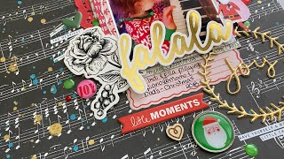 Christmas Joy 2018 Scrapbook Layout Process with lots of Pretty Little Studio