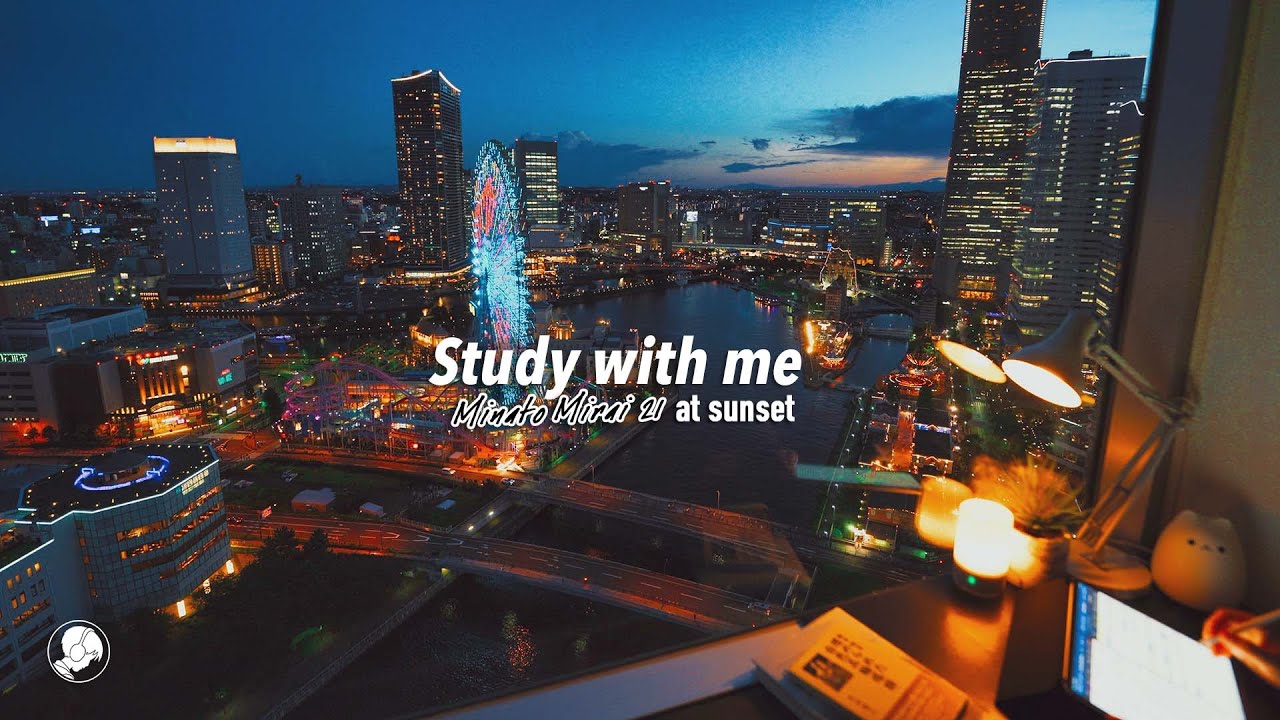 3-HOUR STUDY WITH ME 🎡 / calm lofi / Yokohama at Sunset / Pomodoro 25-5