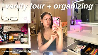 🪞MAKEUP VANITY TOUR deep cleaning and reorganizing💄