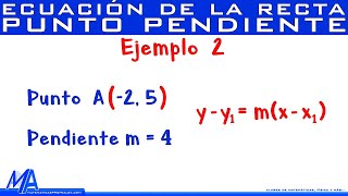 Ecuación de la recta Punto Pendiente | Ejemplo 2
