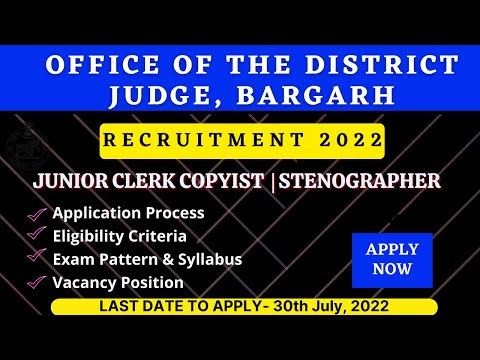 Bargarh District Court Recruitment 2022 |ODISHA JOB NOTIFICATION |CLERK JOB| All Odisha Apply | ODIA