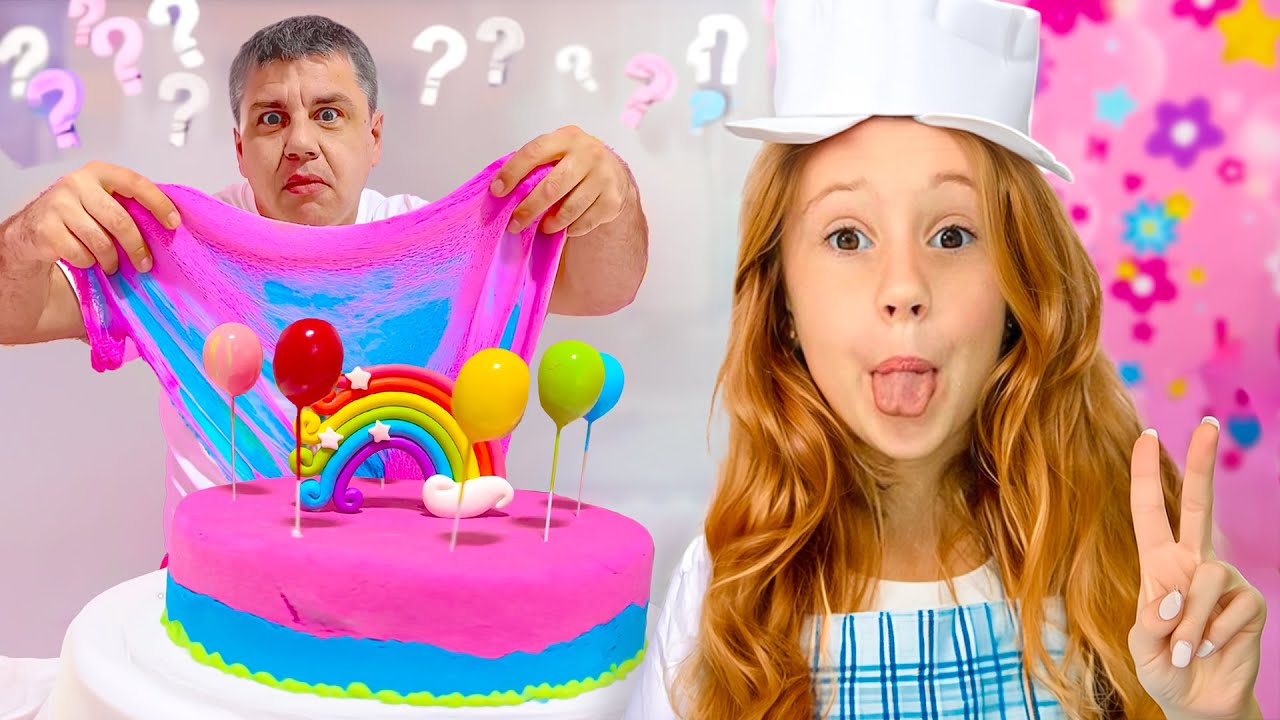 Nastya làm bố ngạc nhiên và nấu bữa tối cho bọn trẻ và kể những câu chuyện khác cho bọn trẻ