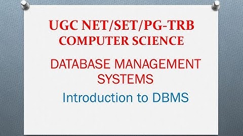 Lec-1: Introduction to Database Management System| UGC NET CS| PG TRB| TAMIL