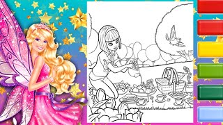 Barbie Coloring Video #50 | Coloring Barbie Presents Thumbelina | Barbie Thumbelina coloring page