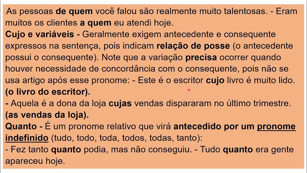 PRONOMES RELATIVOS E CONJUNÇÃO Tanto o pronome relativo quanto a