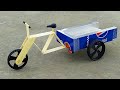 Make a cargo cycle rickshaw with pepsi cans  electric rickshaw  diy at home