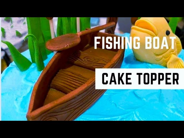 Printable Fishing Cake Topper, Gone Fishing Party Cake Topper