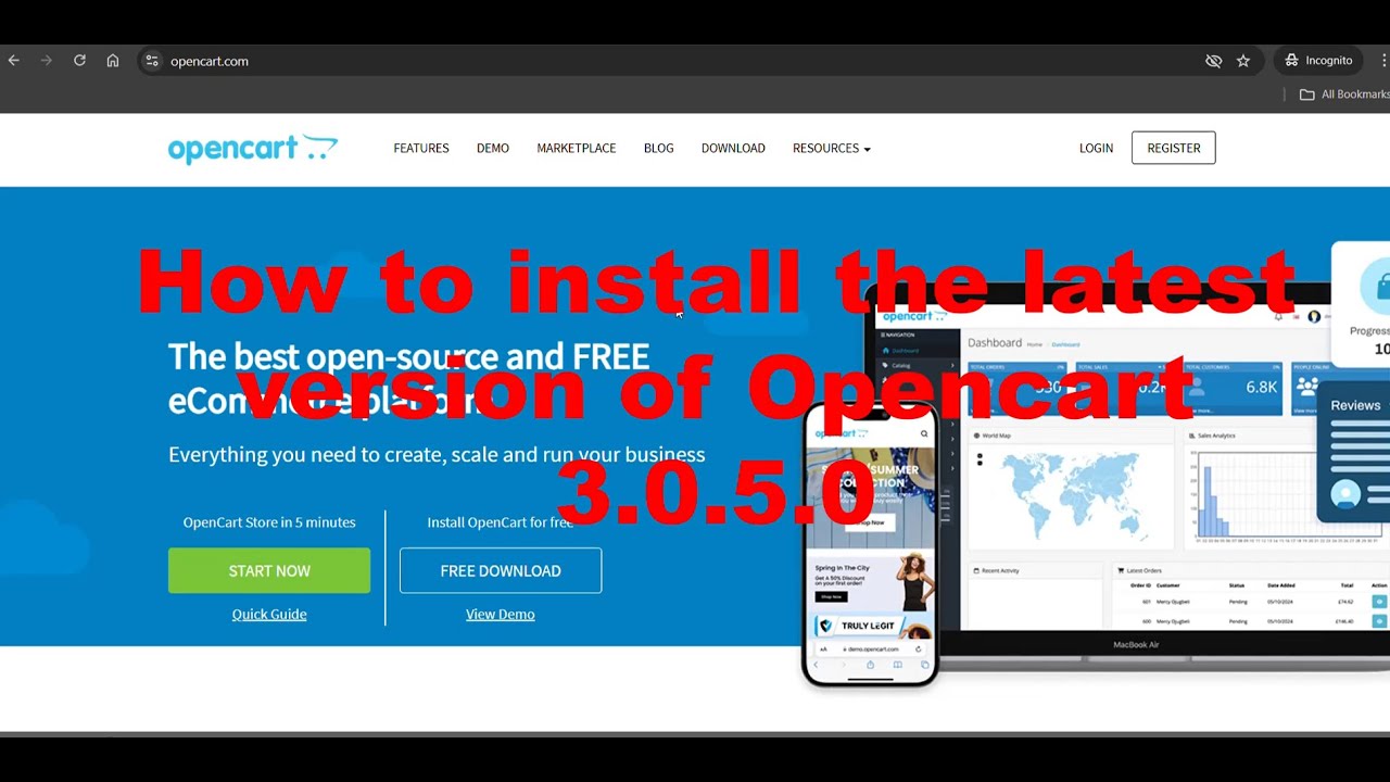 How to install the latest OpenCart version 3x using localhost - YouTube