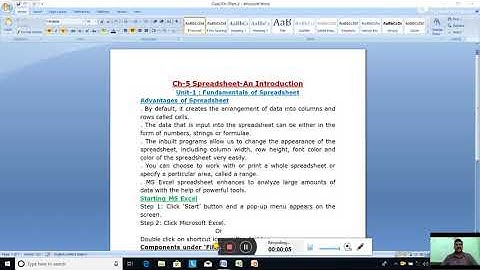 Class-7. Computer Studies. Ch-5. Fundamentals of Spreadsheet. Part-2. Date-9/10/2020.