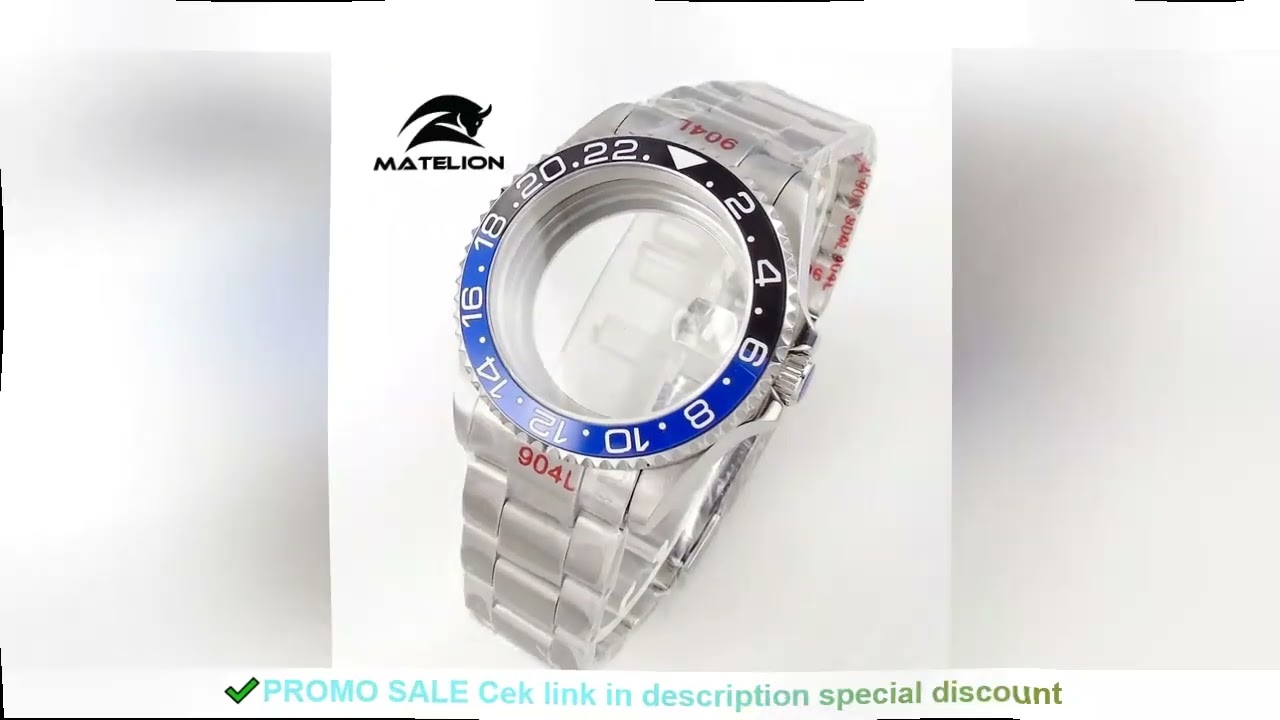 Matelion 20ATM Dive 40mm SUB Case Fit NH35 NH34 GMT ETA 2824 PT5000 Watch Case Steel Bracelet Sapphi