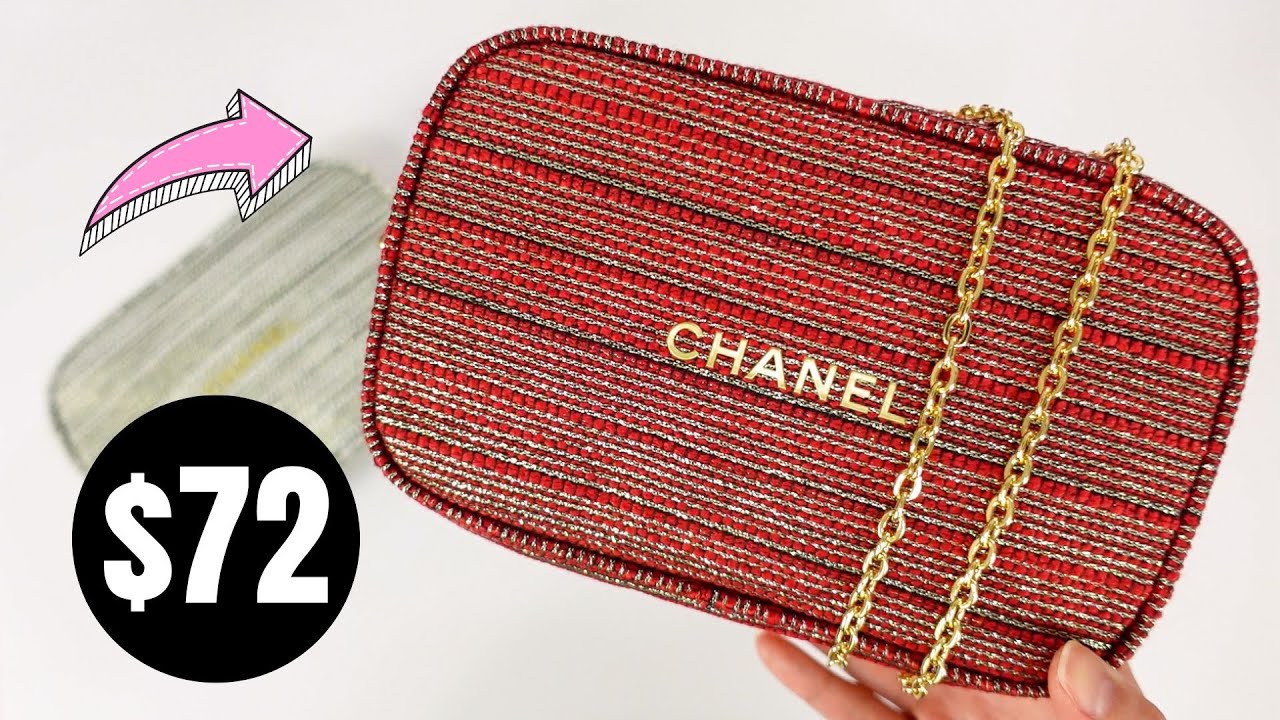 NEW Chanel Crossbody Bag Holiday 2022 Beauty Cosmetic Bag Red Gold