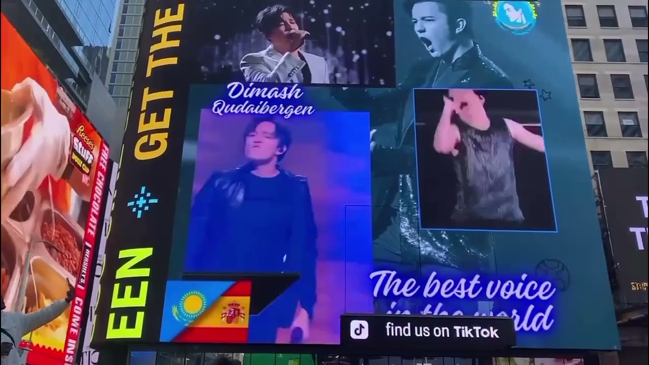 Dimash video on Times Square screen