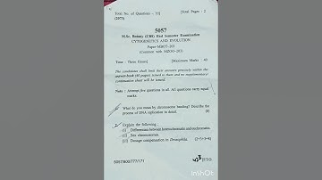 Cytogenetics and Evolution  Msc 2 sem Hpu question paper