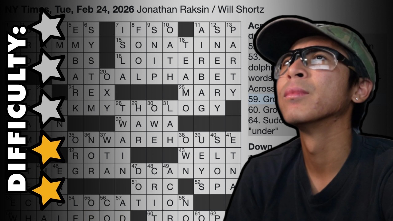 NY Times Crossword | Tuesday, Feb 24th, 2026 | Unathletic Puzzles
