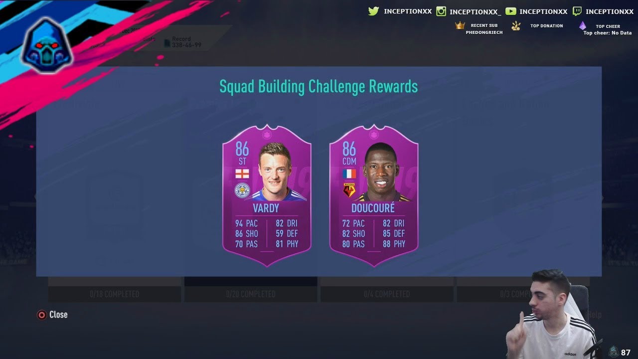 PREMIER LEAGUE SBC 86 DOUCOURE & 86 VARDY - IN-GAME STATS REVIEW - FIFA 19 ULTIMATE TEAM