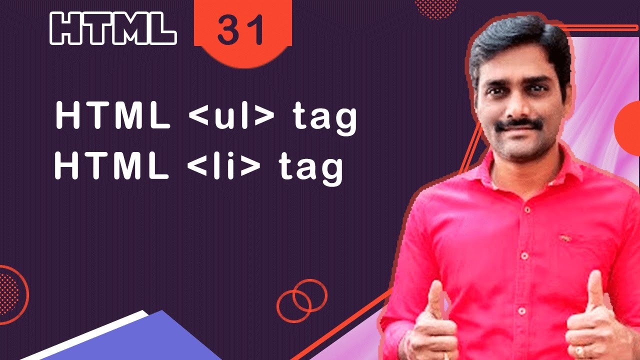html ul Update New HTML Tutorial 31 - HTML ul tag | HTML unordered list