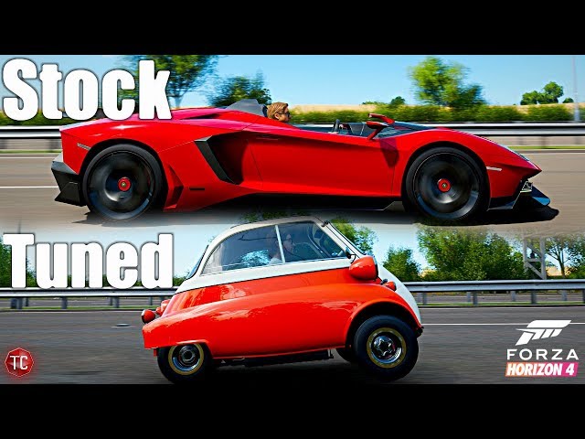 Forza Horizon 4 Stock Vs Tuned Lamborghini Aventador J Bmw Lamborghini Aventador J Vs Bmw Isetta You