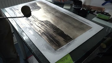 Resinotype over silver coated copper - alternative photography technique. Pigmenting the image